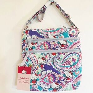 Hello Kitty Vera Bradley Triple Zip Hipster Paisley Crossbody Purse Bag